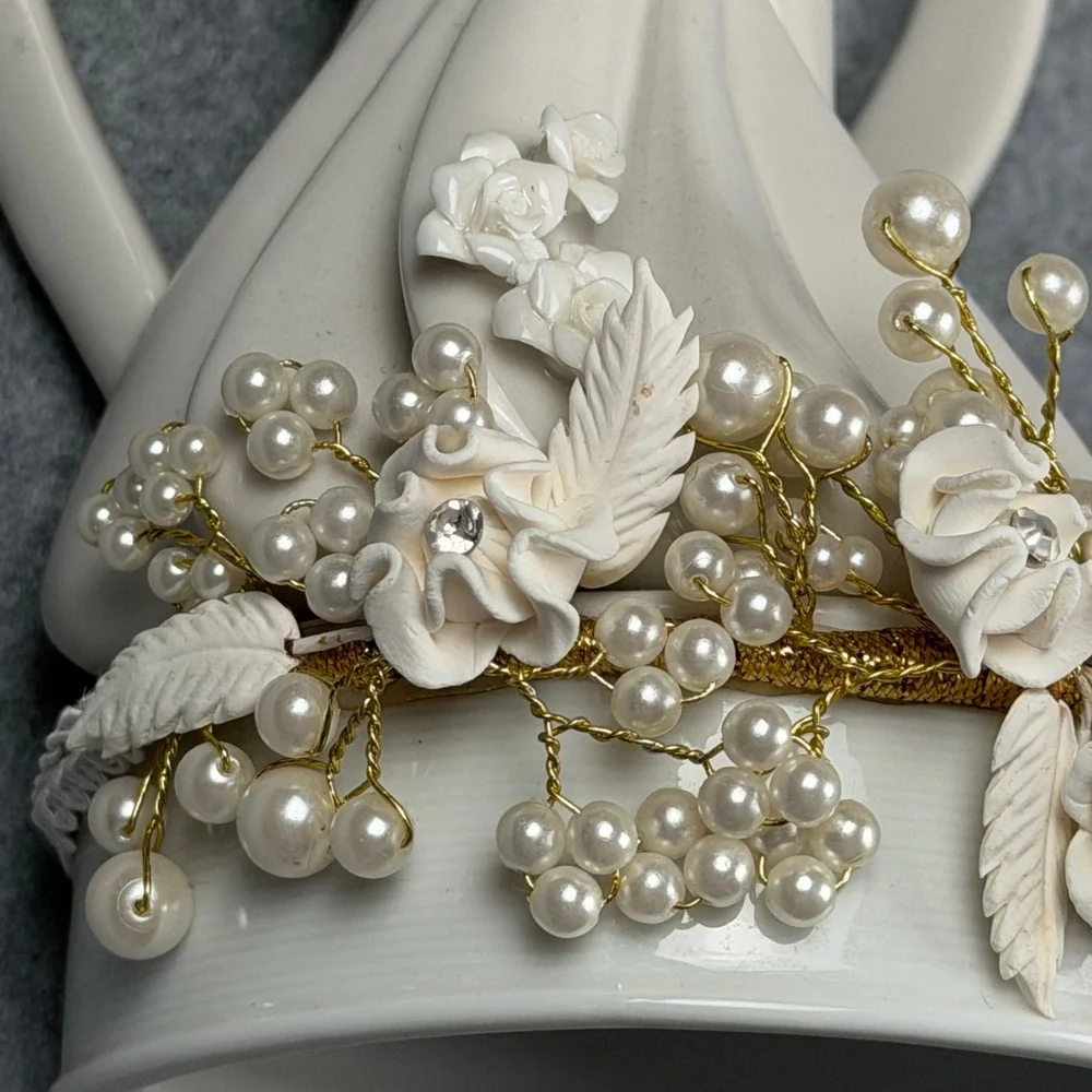 Bella Novia 2013 Porcelain Wedding Cake Topper Dancing Couple Heart Pearls 6.5
